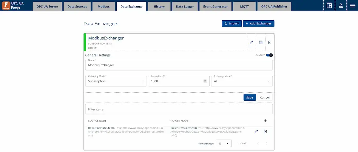 Transferring data to server using Data Exchanger