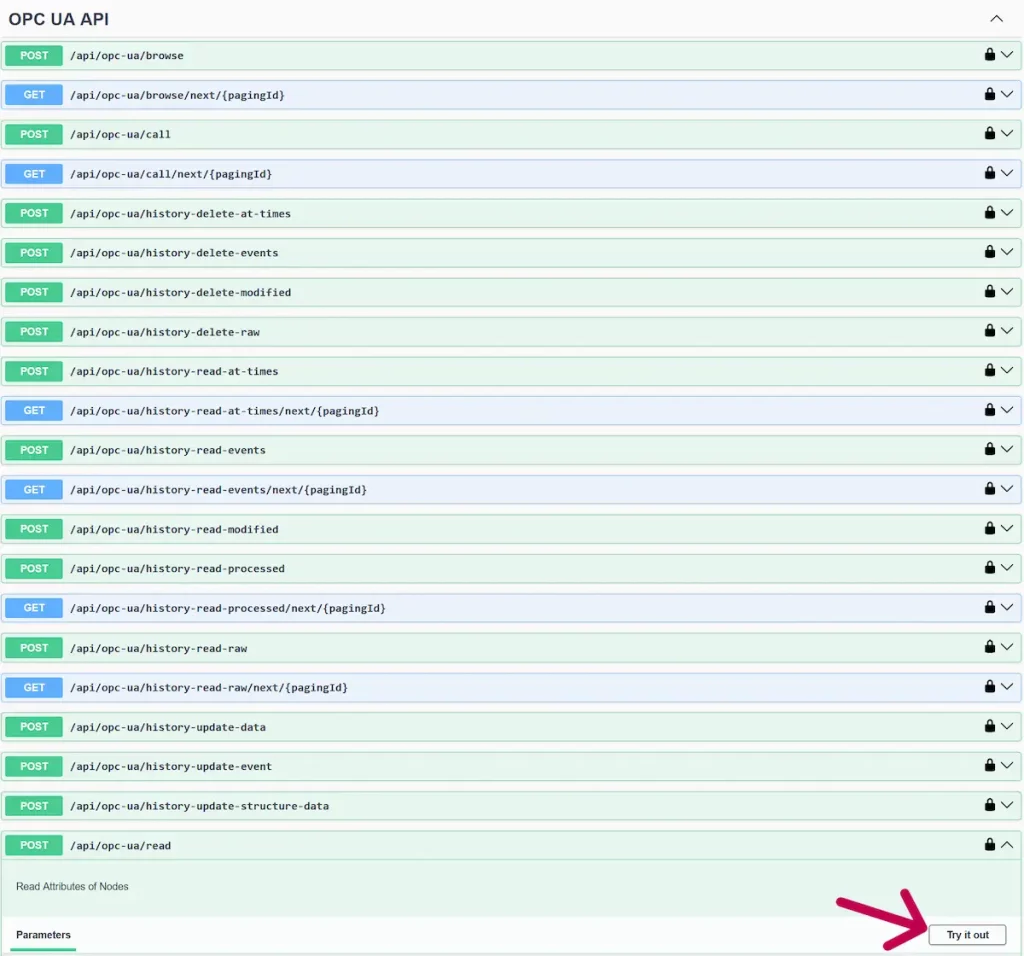 Try out OPC UA Read method