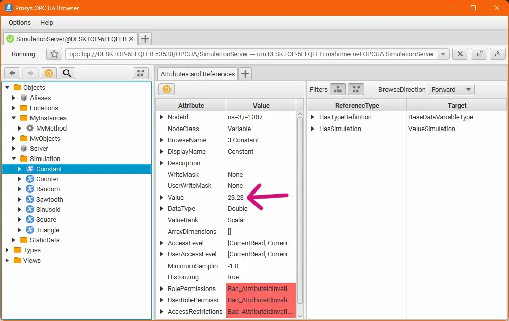 Constant variable has been selected in Browser and SET action has set the Constant variable value.