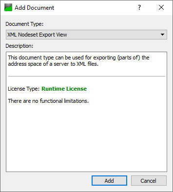 Add Document - XML Nodeset Expert View window