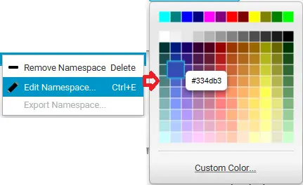Edit Namespace - Change color window