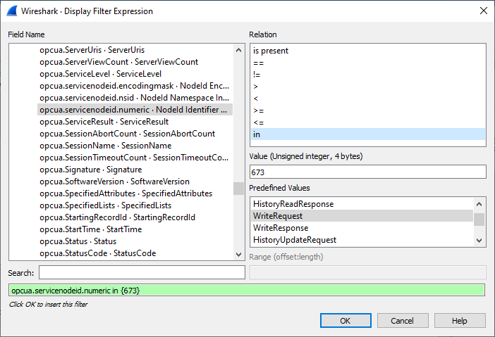 Wireshark - Display Filter Expression window