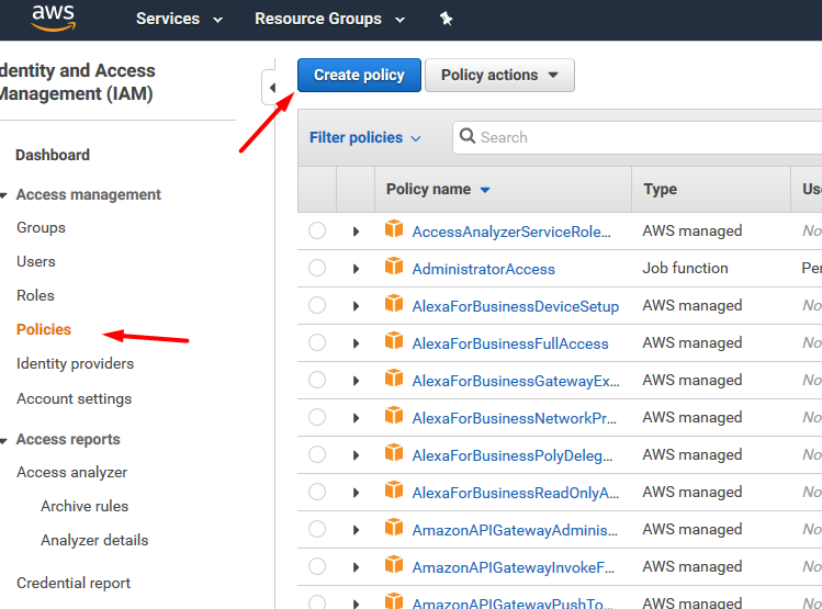 AWS - Create policy