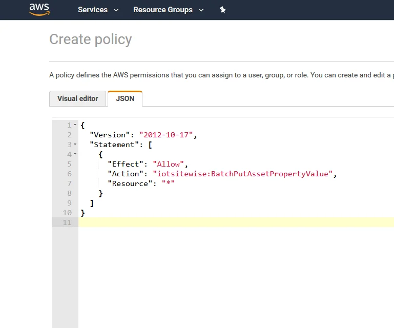 AWS - Create policy JSON