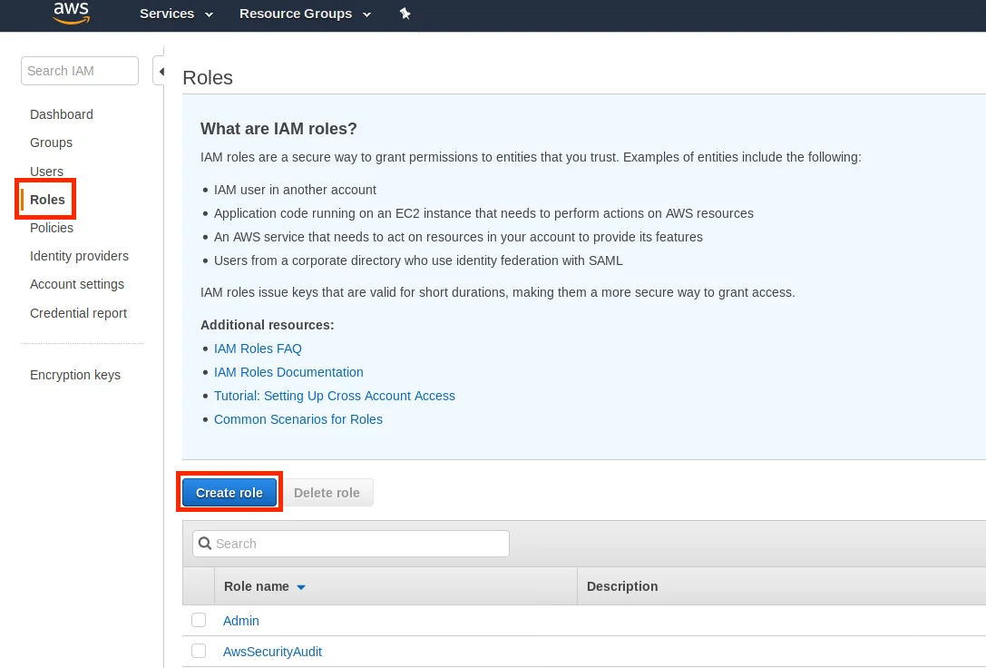 AWS - Create role