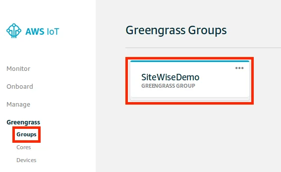 Greengrass Groups - SiteWiseDemo group