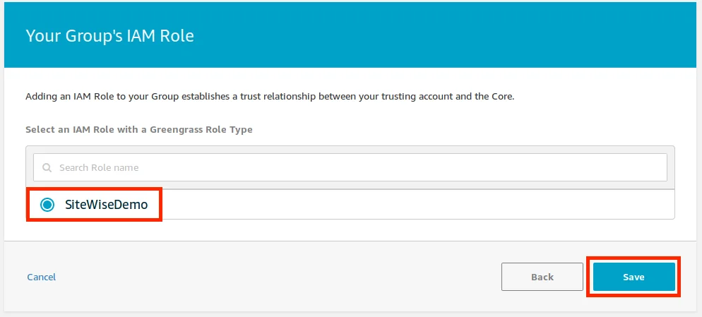 Your Group's IAM Role - SiteWiseDemo