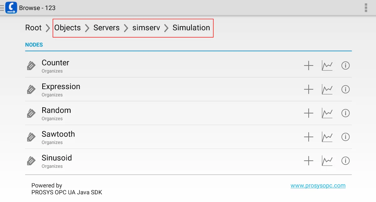 OPC UA Client - Simulation Nodes