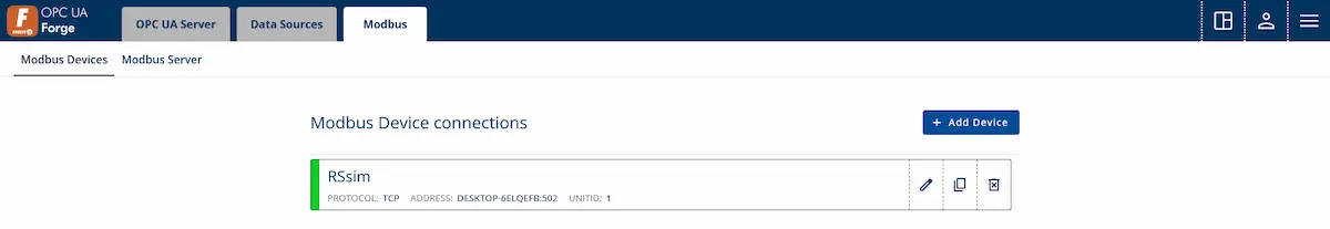 Prosys OPC UA Modbus Server's legacy configurations imported successfully into Forge.