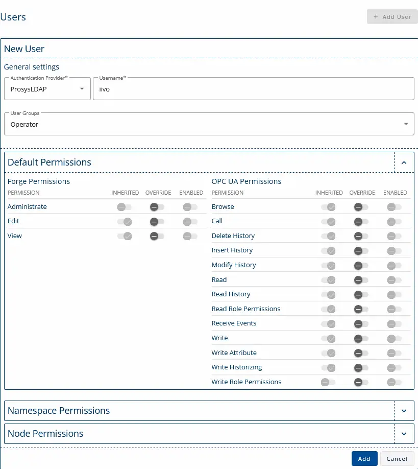 Ldap user is created to group Operators.