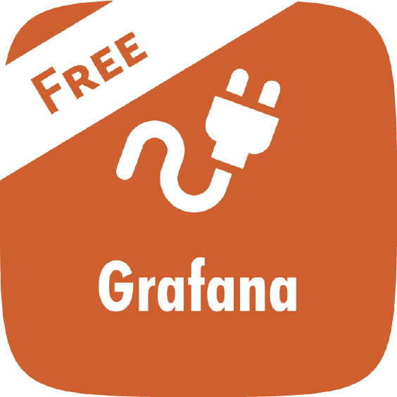 Icon with a white power plug symbol on an orange background labeled 'Grafana' and a diagonal banner reading 'Free'