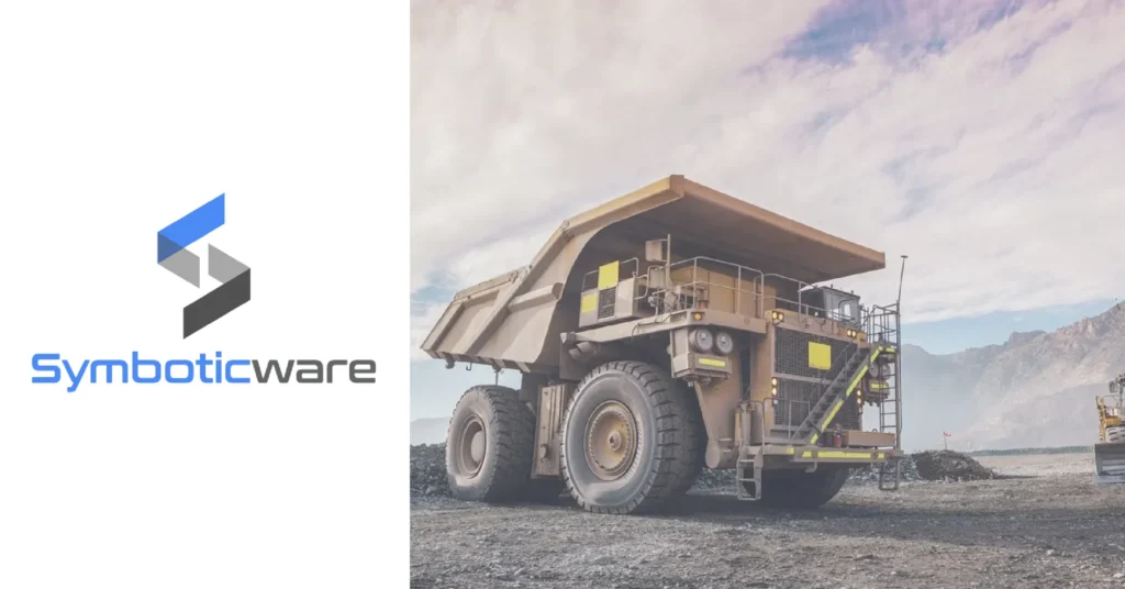 Large mining dump truck in an open pit mining environment