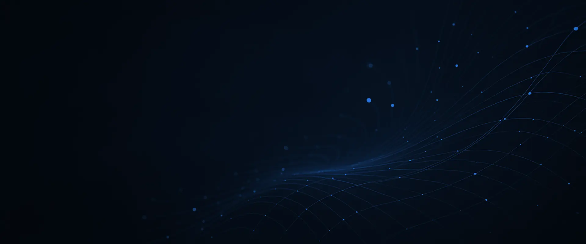 Abstract dark blue technology background with flowing lines and data points