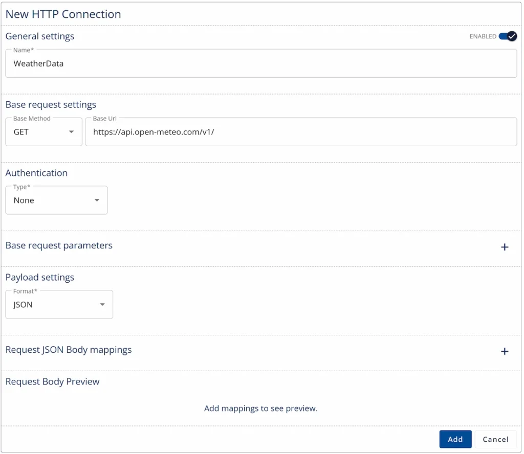 HTTP Connection Form