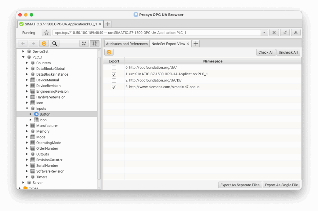 Browser Export NodeSet